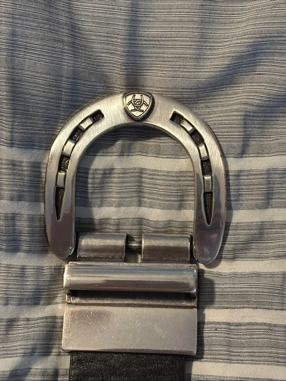 Ariat Black Leather Belt with Silver Horseshoe Buckle
